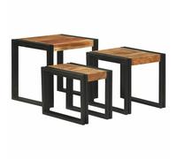 vidaXL Tavolo Nesting 3 pcs Legno massello di acacia e metallo