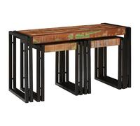 vidaXL Tavolo Nesting 3 pcs Legno Riciclato Massello e Metallo