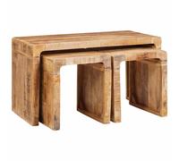 vidaXL Tavolo Nesting 3 pcs Marrone Legno di mango massello