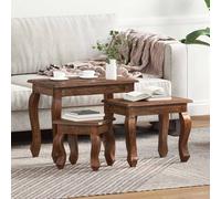 vidaXL Tavolo Nesting 3 pcs Marrone Legno massello di mogano