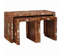 vidaXL Tavolo Nesting 3 pcs Marrone Legno Recuperato Massello