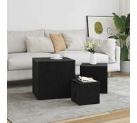 vidaXL Tavolo Nesting 3 pcs Rovere Nero Legno multistrato