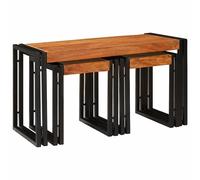 vidaXL Tavolo Nesting 3 pz Marrone e Nero 82 x 40 x 45 cm