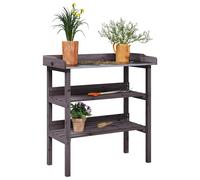 vidaXL Tavolo Piante Ripiani Grigio 78x38x,82,5cm Legno Massello Abete