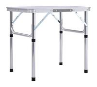 vidaXL Tavolo pieghevole da campeggio in alluminio 60 x 45 cm Bianco