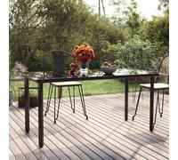 vidaXL Tavolo Pranzo Giardino Nero 160x80x74 Acciaio e Vetro Temperato