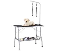 vidaXL Tavolo Toelettatura per Cani Regolabile con 2 Anelli e Cesto