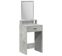 Tavolo Vanity Grigio Contemporaneo con Specchio Ampio Spazio MDF Vanity Design Multi Funzionale Perfetto per Camera da Letto Scrivania per Trucco Furniture Organiser Consolle