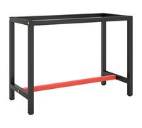vidaXL Telaio Banco da Lavoro Nero e Rosso Opaco 110x50x79 cm Metallo