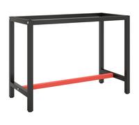 vidaXL Telaio Banco da Lavoro Nero e Rosso Opaco 110x50x79 cm Metallo