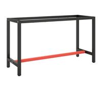 vidaXL Telaio Banco da Lavoro Nero e Rosso Opaco 140x50x79 cm Metallo