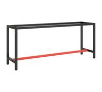 vidaXL Telaio Banco da Lavoro Nero e Rosso Opaco 190x50x79 cm Metallo