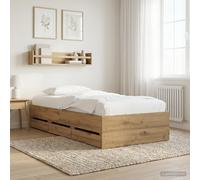 vidaXL Bedframe met opslag met lade Artisanaal eiken Bewerkt hout