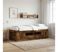 vidaXL Telaio del letto con storage con porta Rovere Fumo 80 x 200 cm