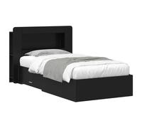 vidaXL Telaio del letto con storage con testiera Nero 75 x 190 cm
