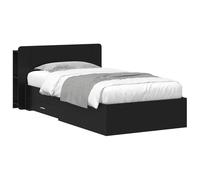 vidaXL Telaio per letto con ripostiglio nero, 75 x 190 cm, in legno di ingegneria, telaio del letto moderno, pratico ripostiglio, aggiunta elegante, legno ingegnere, soluzione salvaspazio