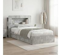 vidaXL Telaio del letto con storage Grigio Cemento 75 x 190 cm