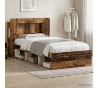 vidaXL Struttura per letto con portaoggetti in legno antico 75 x 190 cm, mobili per camera da letto moderni, telaio in legno rettangolare, pratico ripostiglio, stile pulito e soluzioni organizzative