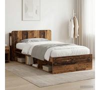 vidaXL Struttura per letto con portaoggetti in legno antico 75 x 190 cm, mobili per camera da letto moderni, telaio in legno rettangolare, pratico ripostiglio, stile pulito e soluzioni organizzative