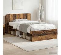 vidaXL Telaio del letto con storage Legno antico 90 x 190 cm, Mobile camera moderno, letto in legno rettangolare, vano portaoggetti, design minimalista, soluzioni d'organizzazione