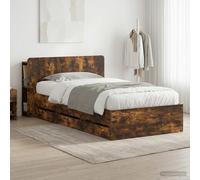 vidaXL Telaio del letto con storage Rovere Fumo 90 x 200 cm
