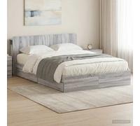 vidaXL Telaio del letto con storage Sonoma grigio 160 x 200 cm
