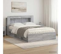 vidaXL Telaio del letto con storage Sonoma grigio 160 x 200 cm