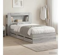 vidaXL Telaio del letto con storage Sonoma grigio 75 x 190 cm