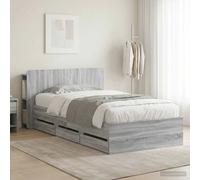 vidaXL Telaio del letto con storage Sonoma grigio 75 x 190 cm, Letto moderno e pratico, telaio rettangolare, arredamento elegante per la camera, casa ordinata