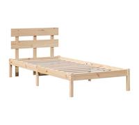 vidaXL Telaio del letto con testiera 100 x 200 cm in legno massello per camera da letto, stile moderno, durevole, facile da montare, non necessita di molla, piattaforma singola in legno, elegante