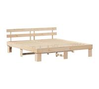 vidaXL Telaio del letto con testiera 180 x 200 cm, in legno massello di pino naturale, design minimalista, non è necessario saltare in scatola, robusta piattaforma per adulti Queen Size Wooden Adult