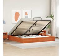 vidaXL Ottoman - Struttura per letto con vano portaoggetti marrone cerato, 200 x 200 cm, moderna, rettangolare, in legno, molto capiente, ascensore a gas, pratico salvaspazio per la tua camera da