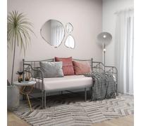 AX Divano Letto Metallo Grigio Giroletto Legno Massello Pino Venature New 324766