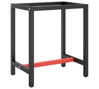 vidaXL Telaio per Banco da Lavoro Nero Rosso Opaco 70x50x79 cm Metallo