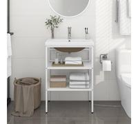 vidaXL Telaio per Lavabo da Bagno con Lavabo Integrato Bianco in Ferro