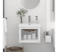 VidaXL Telaio per Lavabo da Bagno con Lavabo Integrato Bianco in Ferro