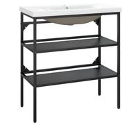 vidaXL Telaio per Lavabo da Bagno con Lavabo Integrato Nero in Ferro