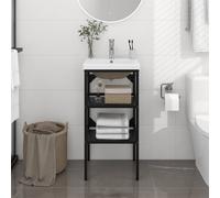 vidaXL Telaio per Lavabo da Bagno con Lavabo Integrato Nero in Ferro