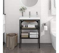 vidaXL Telaio per Lavabo da Bagno con Lavabo Integrato Nero in Ferro