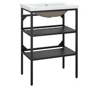 vidaXL Telaio per Lavabo da Bagno con Lavabo Integrato Nero in Ferro