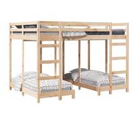 vidaXL Telaio per letto a castello Tripla Marrone 140 x 200 cm Pino Massiccio Letto a Castello Moderno, Struttura in Legno di Pino, Sviluppo del Sonno Efficiente, Risparmio di Spazio per Bambini