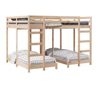 vidaXL Telaio per letto a castello Tripla Marrone 160 x 200 cm Pino Massiccio Letto a Castello Moderno, Struttura in Legno di Pino, Sviluppo del Sonno Efficiente, Risparmio di Spazio per Bambini
