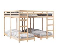 vidaXL Telaio per letto a castello Tripla Naturale 80/200 x 200 cm, Letto a castello moderno, struttura in legno di pino, sonno efficace, risparmio di spazio per bambini, famiglia