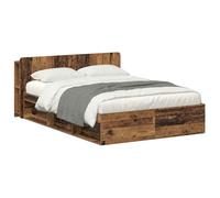 vidaXL Telaio per letto con portaoggetti in legno antico 140 x 190 cm, mobili per camera da letto moderni, telaio in legno rettangolare, pratico ripostiglio, stile pulito e soluzioni organizzative