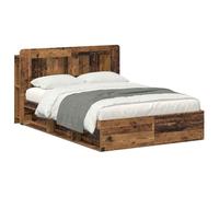 vidaXL Telaio per letto con portaoggetti in legno antico 140 x 190 cm, mobili per camera da letto moderni, telaio in legno rettangolare, pratico ripostiglio, stile pulito e soluzioni organizzative