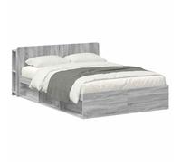 vidaXL Telaio per letto con portaoggetti Sonoma grigio, 140 x 200 cm, mobili per camera da letto moderni, telaio in legno rettangolare, pratico ripostiglio, stile pulito e soluzioni organizzative