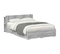 vidaXL Telaio per letto con portaoggetti Sonoma grigio 140 x 200 cm, telaio per letto moderno, pratico ripostiglio, aggiunta elegante, legno ingegnere, soluzione salvaspazio