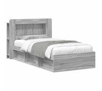 vidaXL Telaio per letto con portaoggetti Sonoma grigio 75 x 190 cm, mobili per camera da letto moderni, telaio in legno rettangolare, pratico ripostiglio, stile pulito e soluzioni organizzative