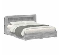 vidaXL Telaio per letto con ripostiglio Sonoma grigio 200 x 200 cm, telaio per letto moderno, pratico ripostiglio, aggiunta elegante, legno ingegnere, soluzione salvaspazio