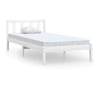 vidaXL Telaio per letto in legno di pino massiccio, accessori per mobili per la casa, camera da letto, moderno, in legno, per adulti, bambini, bianco, 90 x 190 cm, singolo
